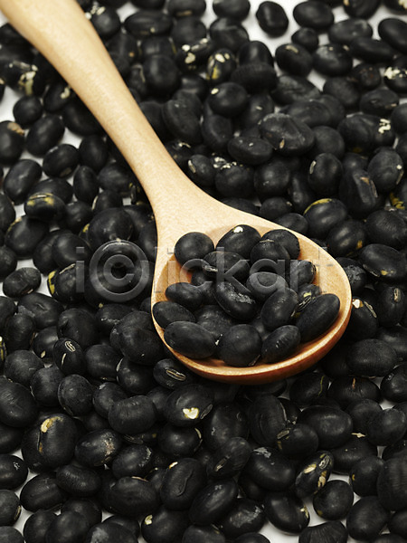 사람없음 JPG 포토 검은색 검은콩 곡류 숟가락 스튜디오촬영 실내 컬러푸드 콩