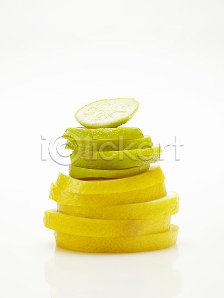 사람없음 JPG 포토 과일 노란색 라임 레몬 스튜디오촬영 슬라이스 실내 연두색 조각 조각(피스) 컬러푸드
