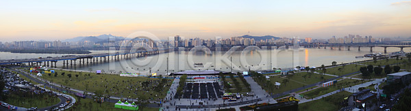 상쾌 사람없음 JPG 가교 건물 고수부지 노을 도시 서울 야외 파노라마 풍경 한강 한국