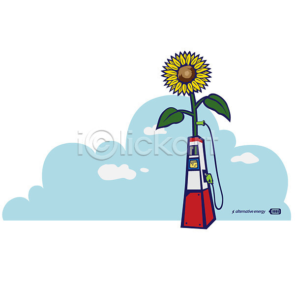 사회이슈 절약 환경보전 사람없음 EPS 일러스트 구름(자연) 그린에너지 그린캠페인 꽃 바이오에너지 에너지 자연보호 주유기 한송이 해바라기