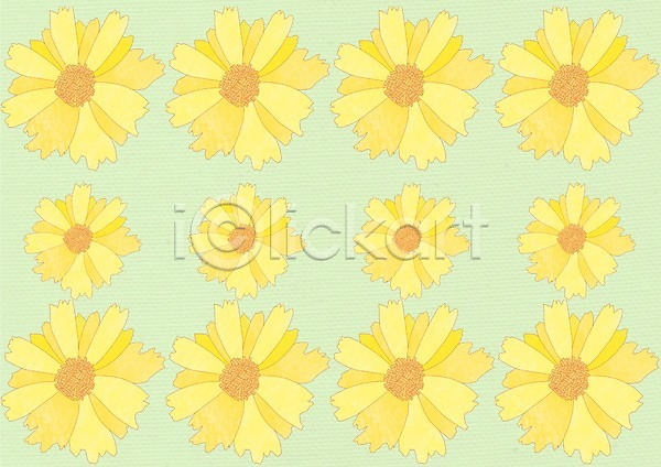 PSD 일러스트 꽃 꽃무늬 꽃백그라운드 노란색 무늬 백그라운드 패턴