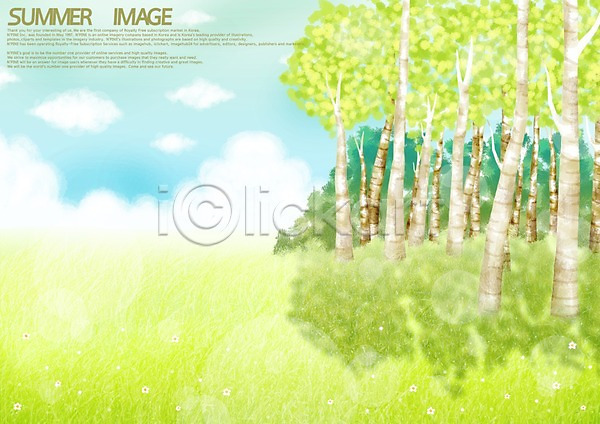 사람없음 PSD 일러스트 계절 나무 나무그늘 백그라운드 숲 여름(계절) 풍경(경치)
