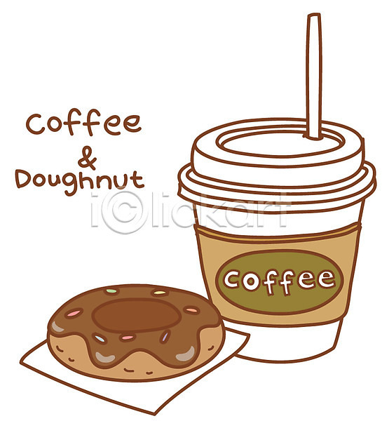 티타임 사람없음 EPS 아이콘 도넛 디저트 빨대 빵 스티커 음료 음식 잔 제빵 종이컵 차(음료) 커피 컵 테이크아웃