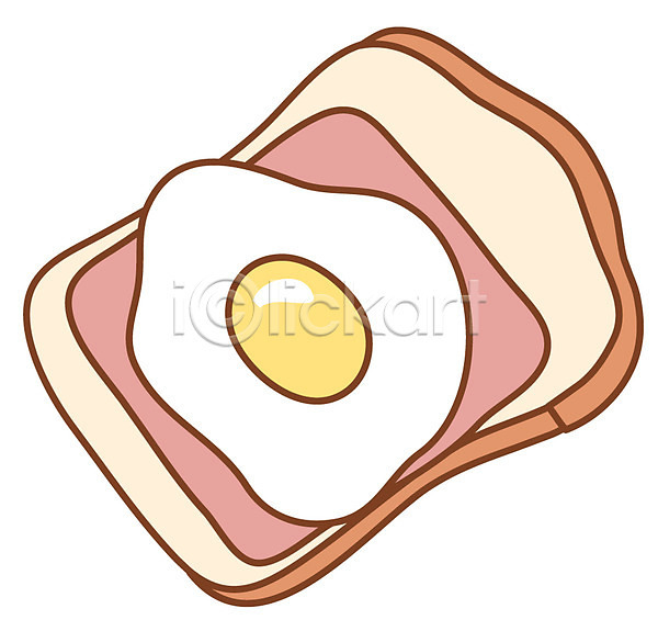 사람없음 EPS 아이콘 계란 계란프라이 디저트 빵 스티커 식빵 아침식사 음식 토스트 햄 후라이