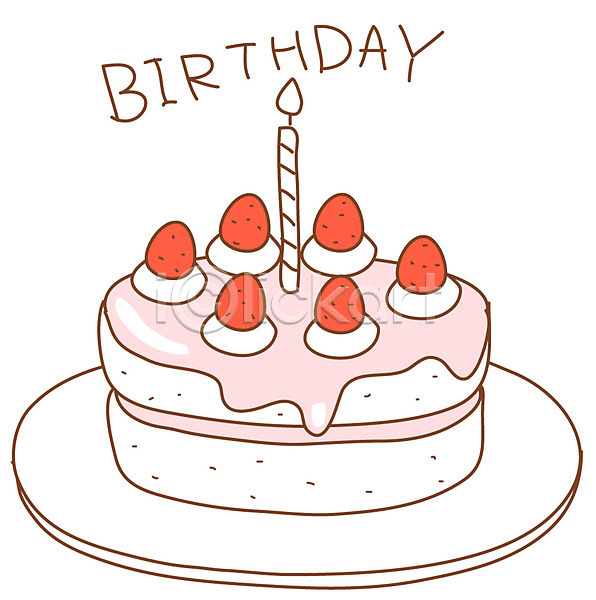 축하 사람없음 EPS 아이콘 과일 딸기 딸기케이크 빵 빵집 생일 생일축하 생일케이크 스티커 음식 제빵 초 촛불 축 케이크