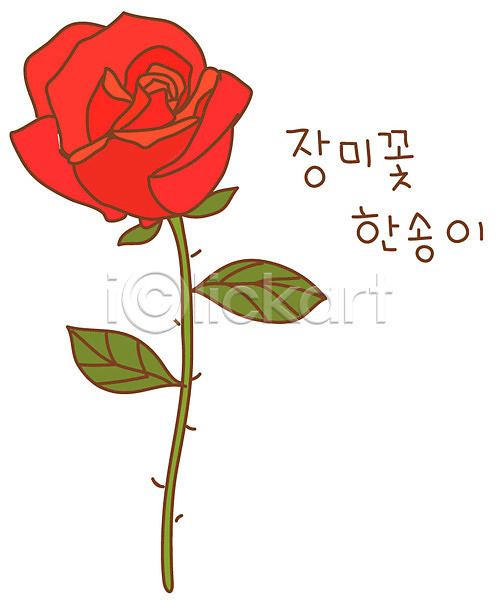 사람없음 EPS 아이콘 꽃 빨간색 스티커 식물 식물캐릭터 장미 컬러 한송이