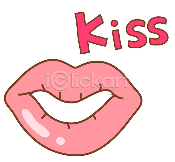 사랑 사람없음 신체부위 EPS 아이콘 문자 분홍색 스티커 신체 영어 입 입술 입술모양 컬러 키스