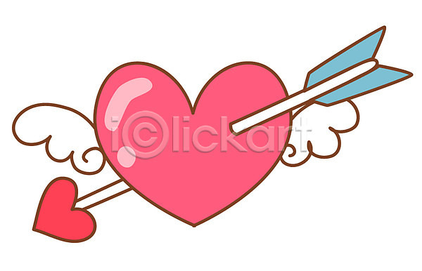 사랑 사람없음 EPS 아이콘 날개(비행) 분홍색 스티커 오브젝트 천사 컬러 큐피드 하트 화살 활