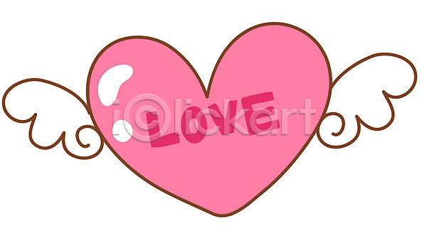 사랑 사람없음 EPS 아이콘 날개(비행) 문자 분홍색 스티커 영어 오브젝트 천사 컬러 하트