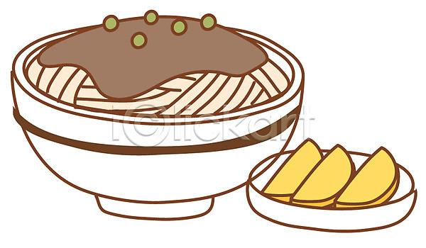 사람없음 EPS 아이콘 그릇 단무지 면 면류 스티커 완두콩 음식 종지 중국문화 중식 짜장면