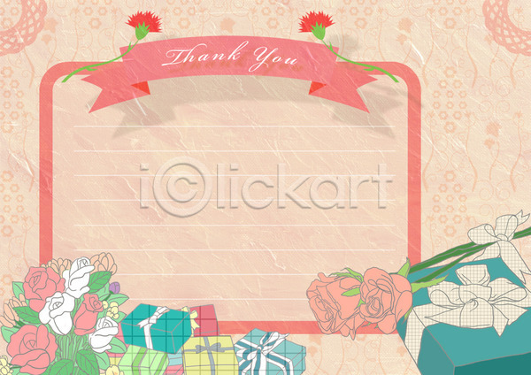 감사 사람없음 PSD 카드템플릿 템플릿 감사카드 꽃 꽃다발 선물 선물상자 장미 카네이션 카드(감사)