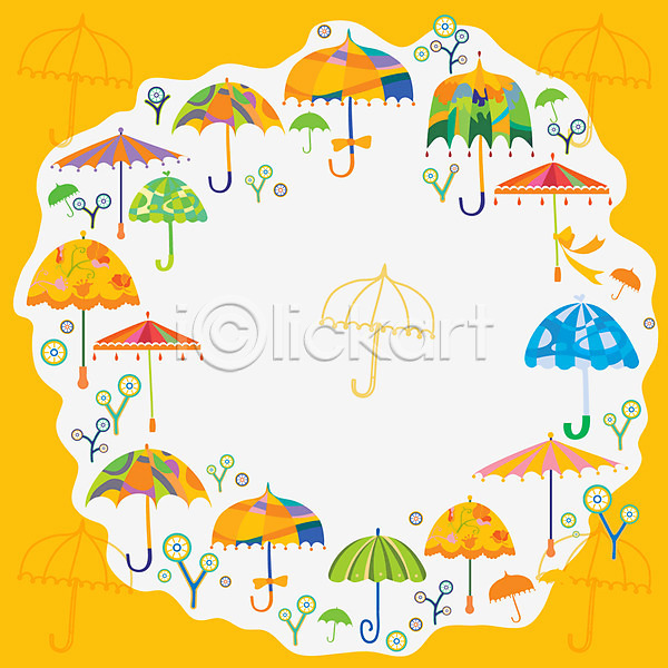 사람없음 EPS 일러스트 노란색 무늬 백그라운드 양산 우산 잡화 패턴 패턴프레임 프레임