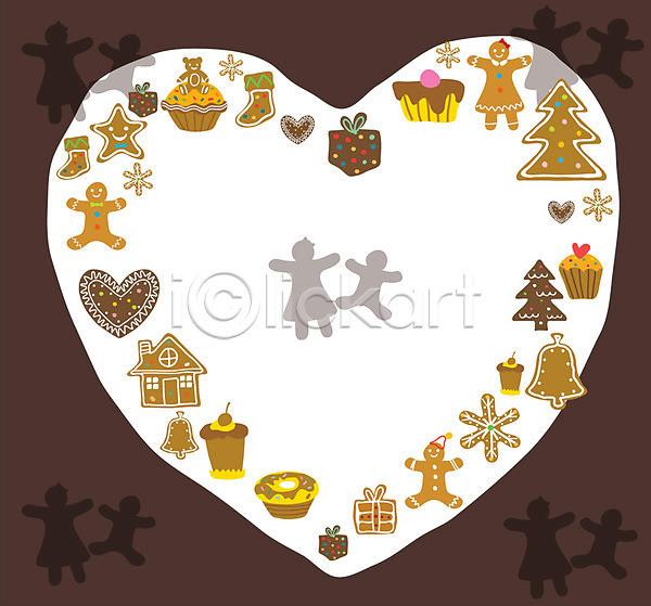 사람없음 EPS 일러스트 갈색 과자 디저트 모양 무늬 백그라운드 초콜릿 쿠키 패턴 패턴프레임 프레임 하트