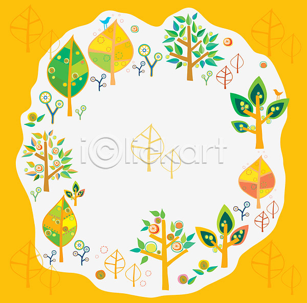 사람없음 EPS 일러스트 나무 나뭇잎 노란색 무늬 백그라운드 패턴 패턴프레임 프레임
