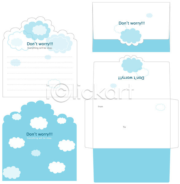 사람없음 EPS 템플릿 구름(자연) 레터폼 모양 봉투 세트 틀 편지 편지봉투 편지지 프레임