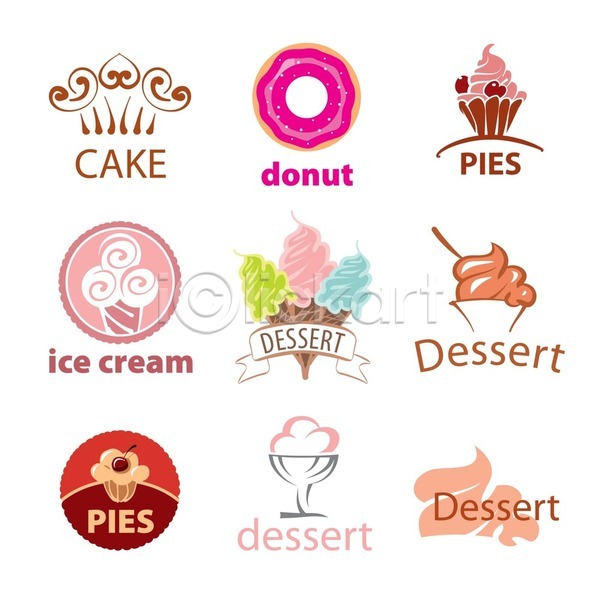 달콤 사람없음 EPS 일러스트 해외이미지 도넛 디자인 디저트 머핀 세트 심볼 아이스크림 컵케이크 케이크 해외202004 해외202105