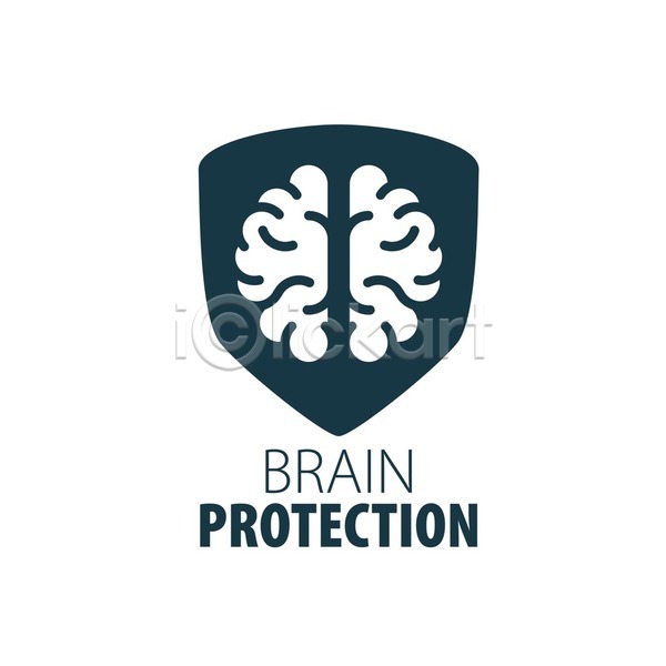 보호 사람없음 EPS 일러스트 해외이미지 뇌 방패모양 생각 수비 심볼 해외202004 해외202105