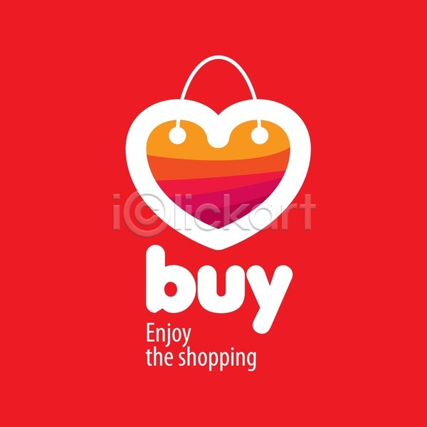 사람없음 EPS 일러스트 해외이미지 구매 빨간색 쇼핑 쇼핑백 심볼 하트 해외202004 해외202105