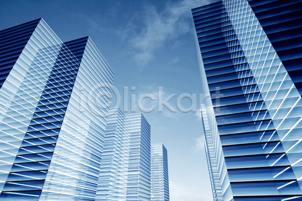 미래 사람없음 3D JPG 포토 해외이미지 건물 건축양식 고층빌딩 도시 도심 디자인 반사 비즈니스 사무실 상업 외관 유리 추상 큼 탑 파란색 하늘 해외202004 해외202105