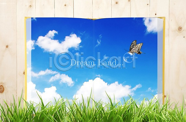 사람없음 PSD 편집이미지 곤충 공기방울 교육 구름(자연) 나비 독서 물방울 잔디 책 책활용 패널 하늘 한마리