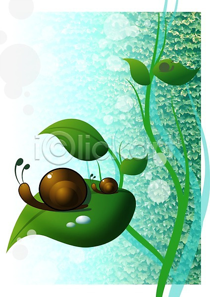 사람없음 PSD 일러스트 공기방울 나뭇잎 달팽이(동물) 담쟁이덩굴 동물 물방울 백그라운드 잎 자연 자연백그라운드