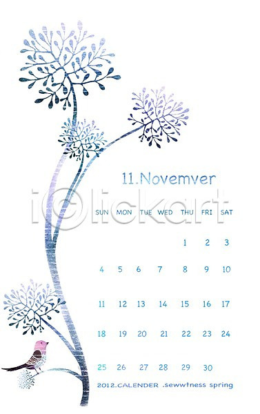 사람없음 PSD 일러스트 11월 겨울 나무 나뭇가지 달력 동물 백그라운드 잎 조류 틀 프레임 한마리