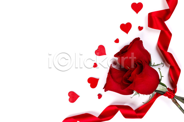 사랑 사람없음 JPG 포토 하이앵글 해외이미지 꽃다발 리본 묶기 발렌타인데이 실내 장미 카피스페이스 하트 해외202105 흰배경