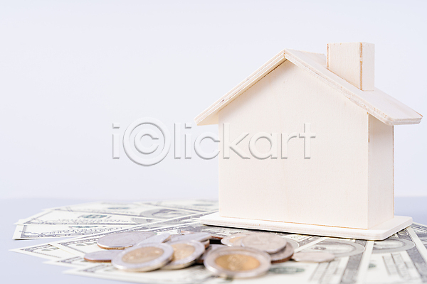 절약 사람없음 JPG 포토 해외이미지 건축모형 금융 동전 저축 주택 지폐 집모양 흰배경