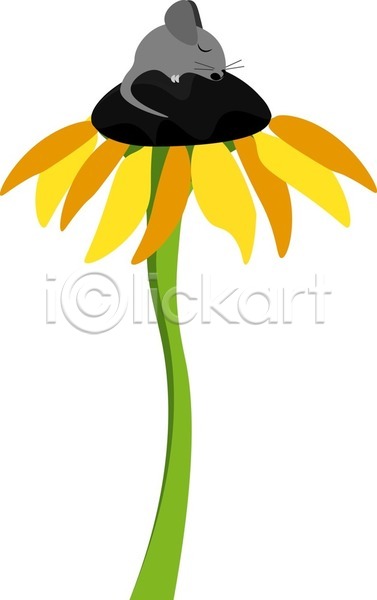 러블리 EPS 일러스트 포토 해외이미지 검은색 그림 꽃무늬 식물 잠 줄기 쥐 초록색 클립아트 큼 표현 해바라기 해외202004 해외202105