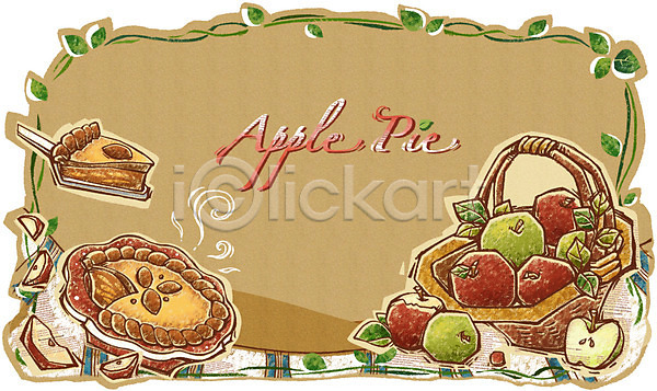 사람없음 PSD 라인일러스트 일러스트 초크일러스트 과일 과일바구니 디저트 바구니 백그라운드 사과(과일) 선 애플파이 음식 파이(빵)