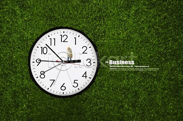 사람없음 PSD 편집이미지 비즈니스 비즈니스맨 사무용품 시계 오브젝트 인형 잔디