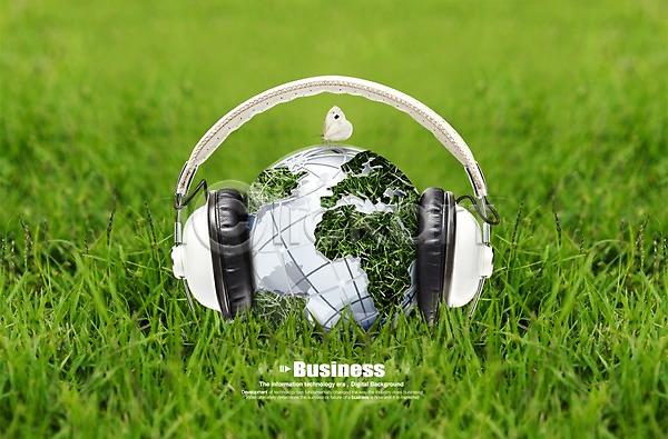 사람없음 PSD 편집이미지 나비 비즈니스 사무용품 오브젝트 잔디 지구본 한마리 헤드폰