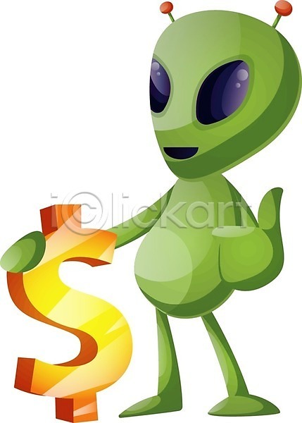 사람없음 EPS 일러스트 해외이미지 가리킴 달러 외계인 초록색 캐릭터 해외202004 해외202105