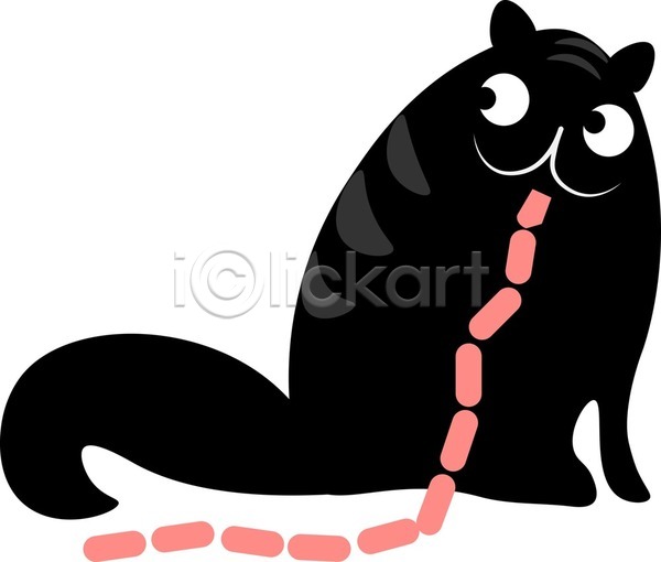 러블리 EPS 일러스트 포토 해외이미지 검은색 고양이 그림 꼬리 눈(신체부위) 동물 먹기 반려동물 벽지 소시지 왼쪽 큼 해외202004 해외202105