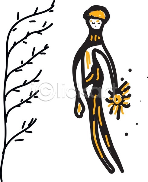 시원함 남자 EPS 일러스트 해외이미지 검은색 그림 나무 노란색 눈(신체부위) 라이프스타일 막대기 백그라운드 복고 스케치 잎 코믹 포스터 해외202004 해외202105 흰색