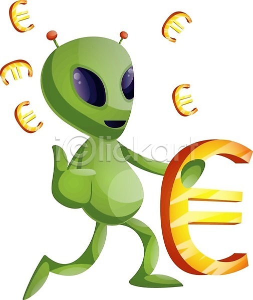 사람없음 EPS 일러스트 해외이미지 따봉 외계인 유로 초록색 캐릭터 해외202004 해외202105