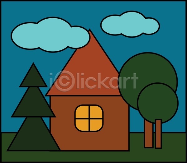EPS 일러스트 포토 해외이미지 갈색 구름(자연) 그림 나무 노란색 동물 백그라운드 벽지 삼각형 서기 유리 잠 주택 지붕 창문 파란색 해외202004 해외202105