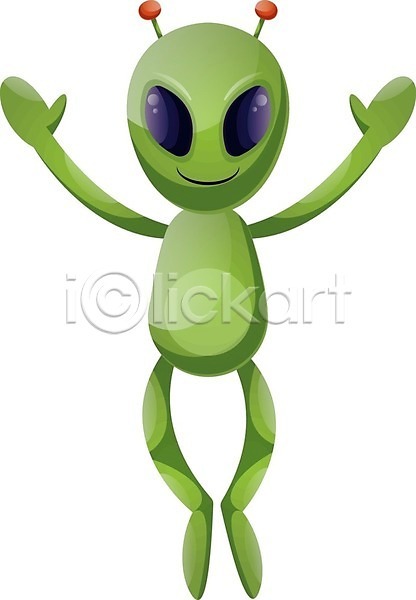 사람없음 EPS 일러스트 해외이미지 만세 외계인 초록색 캐릭터 해외202004 해외202105