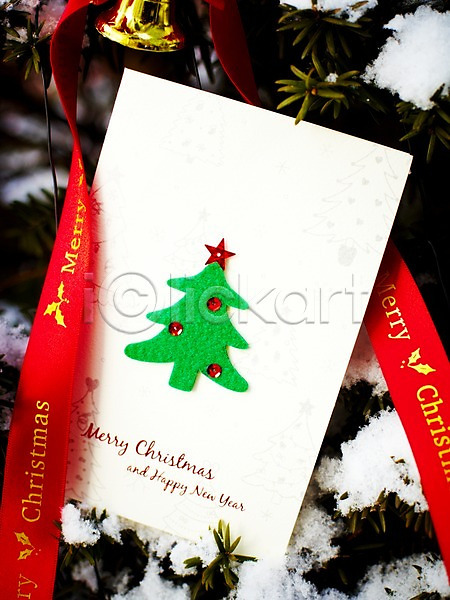사람없음 JPG 포토 눈(날씨) 리본 솜 오브젝트 장식 종 카드(감사) 크리스마스 크리스마스용품 크리스마스트리