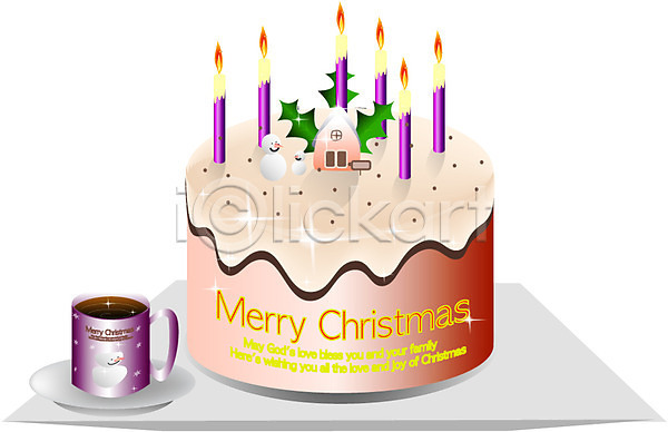 사람없음 EPS 일러스트 디저트 빵 오브젝트 음식 장식 차(음료) 촛불 커피 케이크 크리스마스 크리스마스용품 티(음료)