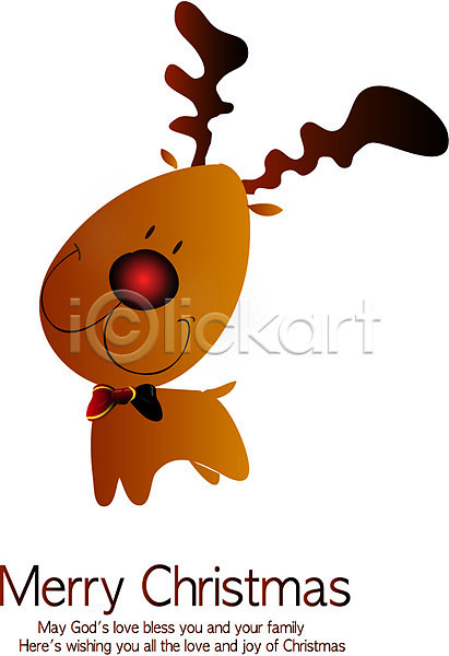 귀여움 사람없음 EPS 일러스트 루돌프 사슴 오브젝트 인형 장식 크리스마스 크리스마스용품 한개