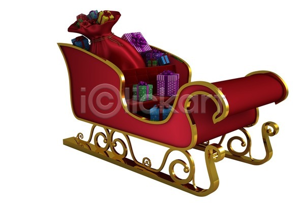 사람없음 JPG 일러스트 포토 해외이미지 가방 디지털 빨간색 선물 썰매 자루 축제 컴퓨터그래픽 크리스마스 해외202105 황금 휴가 흰배경