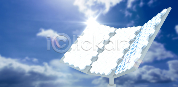 분석 스마트 행복 환경보전 사람없음 3D JPG 디지털합성 일러스트 포토 해외이미지 구름(자연) 그린에너지 금속 명상 모양 미소(표정) 배려 생각 안경 염원 육각형 응시 의사 지능 추상 태양 파란색 하늘 해외202105 햇빛 환경 흰배경