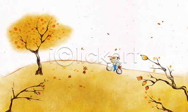산책 남자 두명 사람 성인 성인만 여자 PSD 일러스트 가로수 가을(계절) 가을배경 나무 단풍 백그라운드 수묵화 자전거 캘리그라피 캘리배경 커플 풍경(경치)