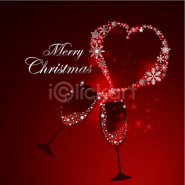 신비 특별함 화려 사람없음 EPS 일러스트 눈꽃 모양 반짝임 백그라운드 별 빨간색 와인 와인잔 장식 크리스마스 하트