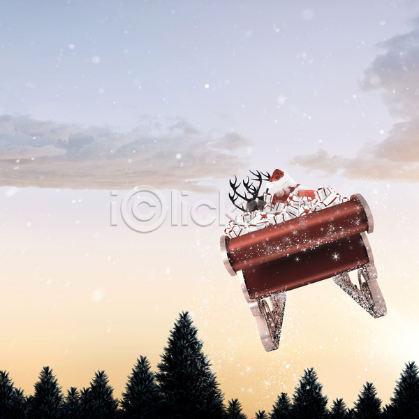 추위 축하 평화 남자 백인 한명 JPG 포토 해외이미지 겨울 나무 눈내림 디지털 마법 빨간색 산타클로스 선물 순록 숲 썰매 얼음 자연 전나무 축제 컴퓨터그래픽 크리스마스 풍경(경치) 해외202105 환경 황금 휴가
