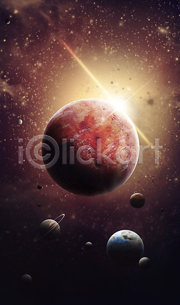 신비 사람없음 PSD 일러스트 SF 공상 과학 별 빛 우주 은하 지구 태양계 행성 화성(행성)