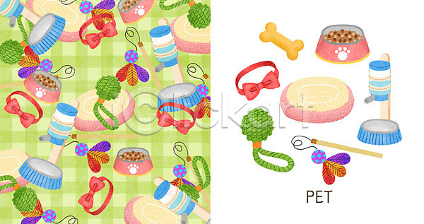 사람없음 PSD 일러스트 개껌 개밥그릇 고양이낚시대 리본 방석 애완용품 장난감 패턴 패턴백그라운드