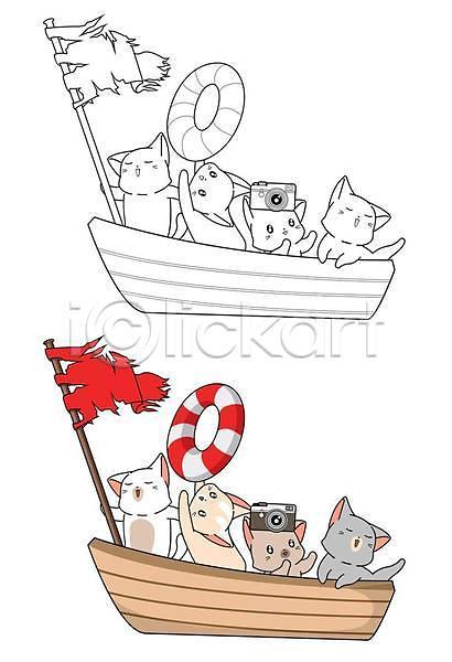 사람없음 EPS 일러스트 해외이미지 고양이 깃발 들기 배(교통) 색칠공부 여러마리 카메라 튜브