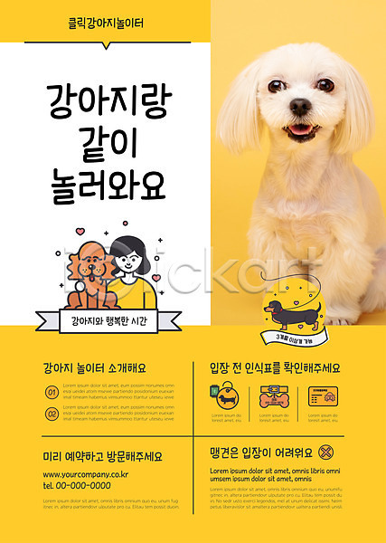 성인 성인여자한명만 여자 한명 AI(파일형식) 템플릿 강아지 노란색 놀이터 말티즈 반려 반려견 상반신 세마리 포스터 포스터템플릿